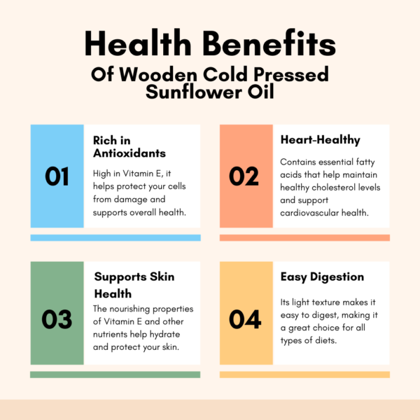 Health Benefits from Wooden Cold Pressed Sunflower Oil